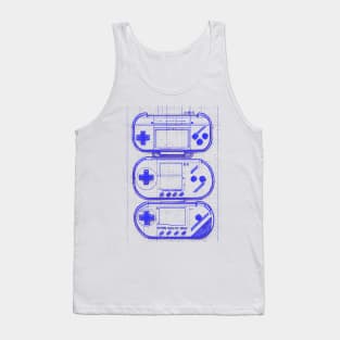 Blue Handheld Gaming Blueprint Tank Top